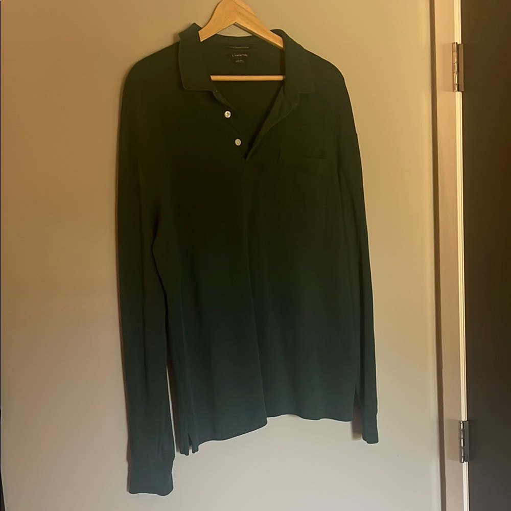 Lands' End Green Polo Shirt Long Sleeve